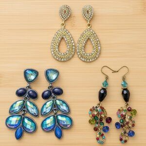 Flashy earring bundle set of 3 earrings